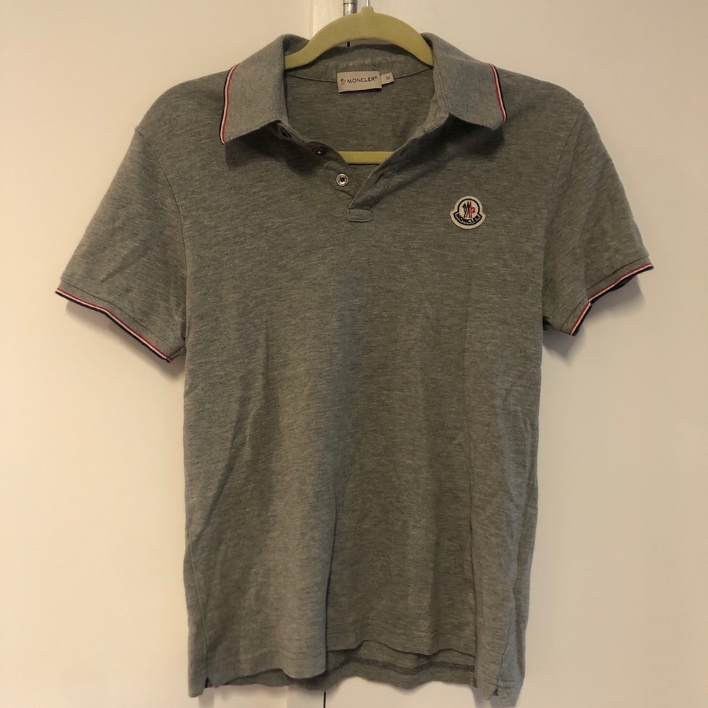 Men’s Gray Moncler Polo Collared Shirt Size Small